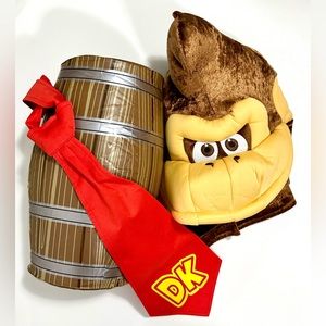 EUC Mens XXL Donkey Kong Costume with Tie and Inflatable Barrel